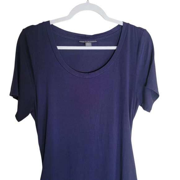 A Pea in the Pod Maternity Tee Shirt Dress Women's Size Large L Blue Ruched - Picture 3 of 8